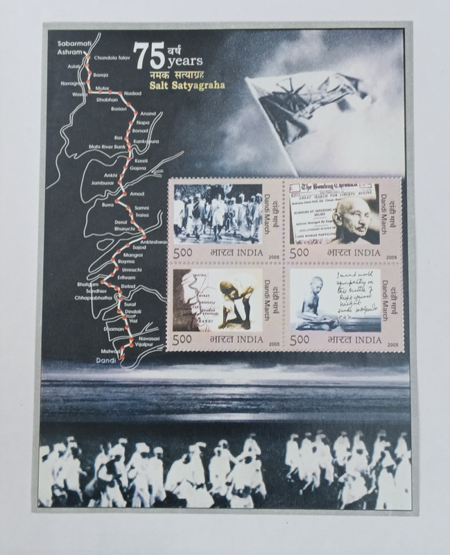MINIAURES India 2005 - Dandi March 75 Years Salt Satyagraha Movement Mahatma Gandhi Stamps(4 Stamps)