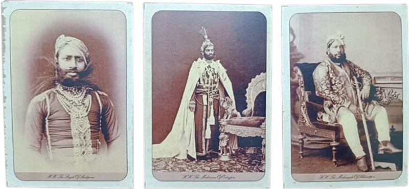 RB COINS Rare Vintage (3) post Card king maker Raja Stamps(3 Stamps)