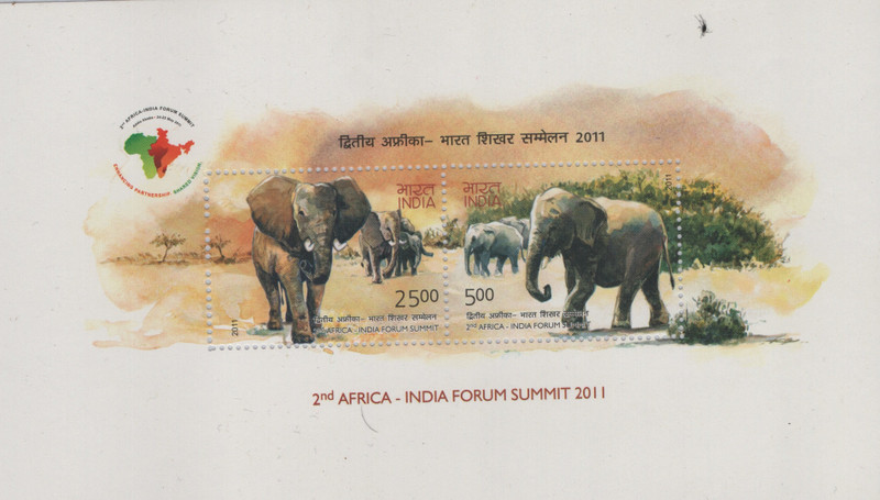 Shobhaphila 2nd Africa-India Forum Sumit Miniature Sheet Stamp(25th May 2011) Stamp Page Sheet(2 Stamps)