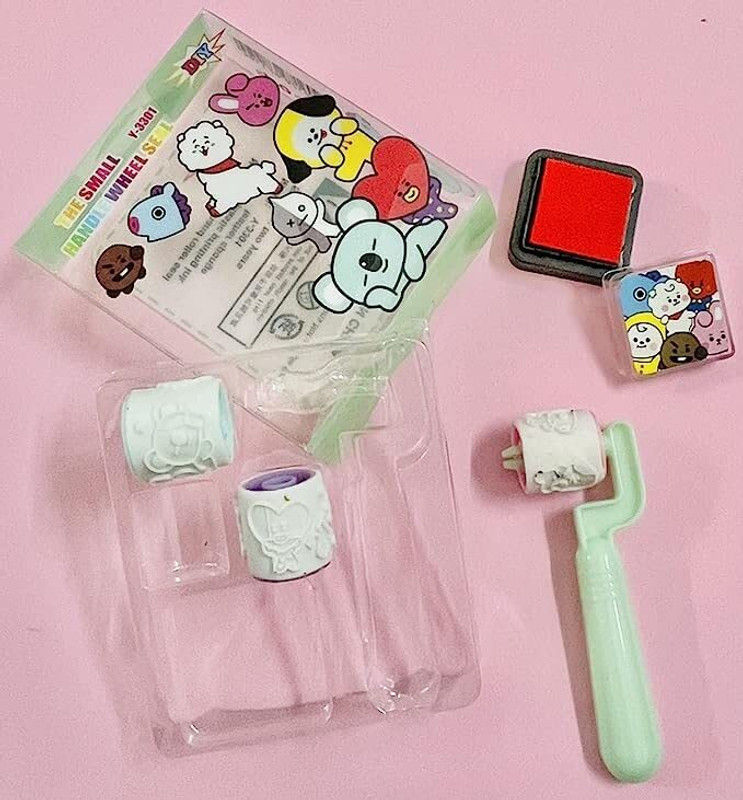 Mokfab DIY Stamp Set Creative Roller Handle Wheel with Inkpad for Boys & Girls Kids Stamp Box(1 Stamps)
