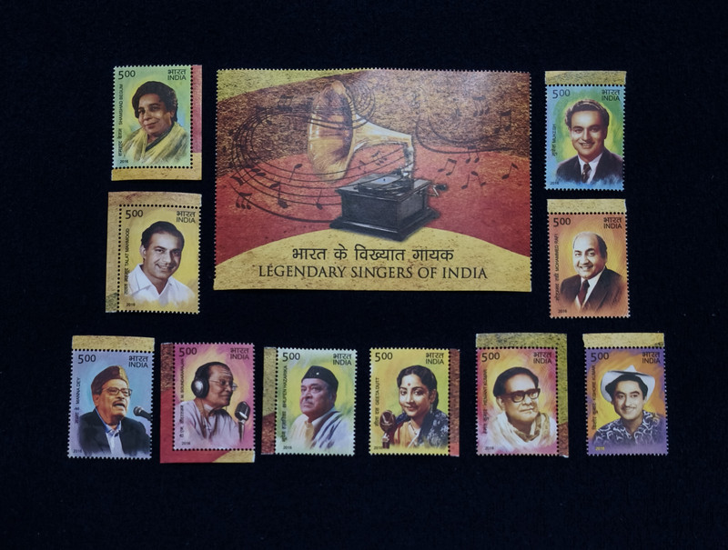 SUPER ANTIQUES GALLERY LEGENDARY SINGERS OF INDIA 10 STAMP SET IN TOP GRADE Stamps(10 Stamps)