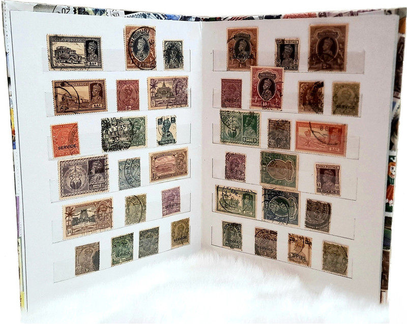 GOLD MINT Stamp Album + 1837-1947 British India 100 Different Old Antique Rare Stamps Set Stamp Album(105 Stamps)