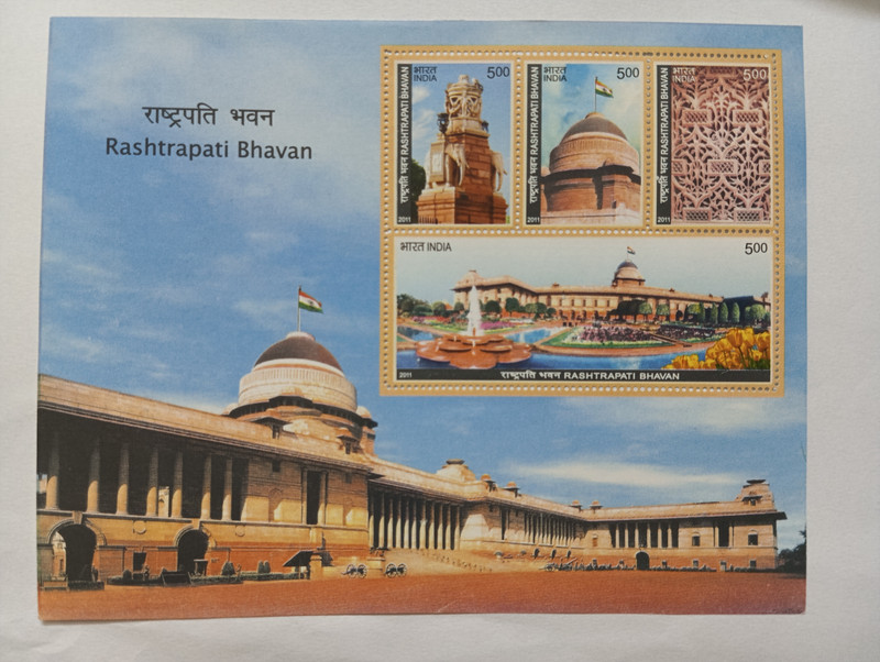 VJS India 2011- Rashtrapati Bhavan Miniature Sheet Stamp Stamps(4 Stamps)