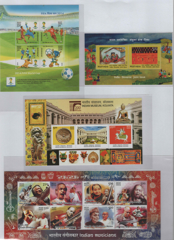 Shobhaphila Indian Miniature Sheet Year Pack Stamps 2014 ( 4 Stamps) Stamps(17 Stamps)