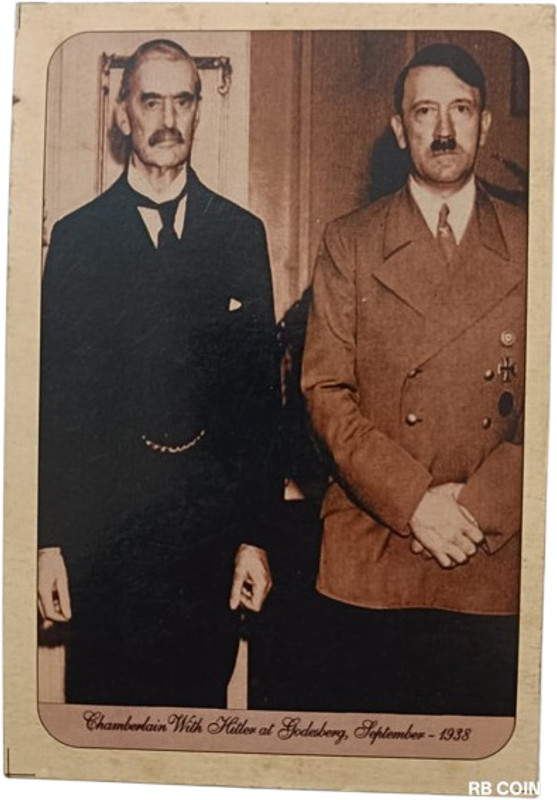 RB COINS Vintage Post Card 1938 Chambertain and Adolf Hitler Stamps(1 Stamps)