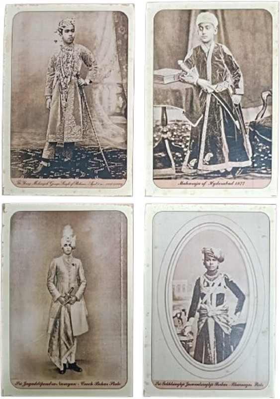 RB COINS Vintage Post Card 4 Raja Sir Nripendra Narayan, Maharaja of Cooch Behar State Stamps(4 Stamps)
