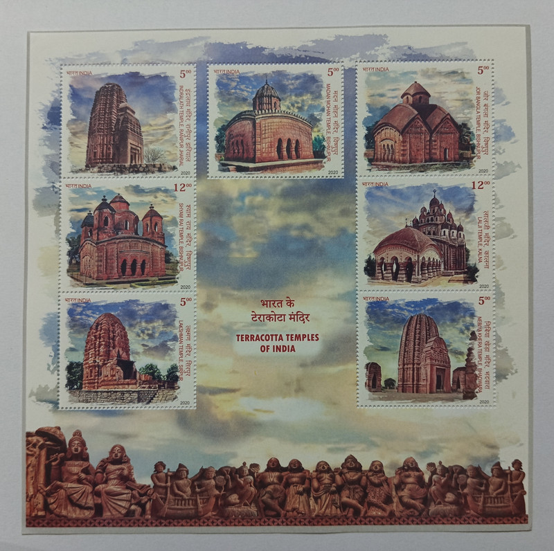 VJS 2020- INDIA Terracotta Temples MINIATURE SHEET (7 Stamps) Stamps(7 Stamps)