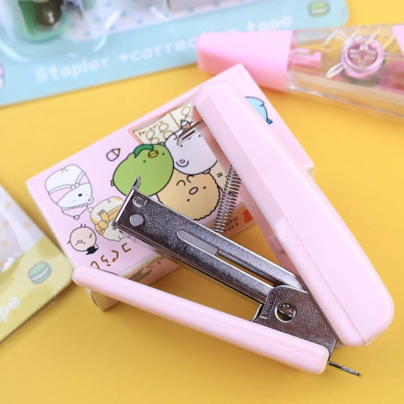 Eclet 1 Mini Cute Stapler Set Desktop Stapler Includes Stapler Staple Scissors(Set of 1, Multicolor)