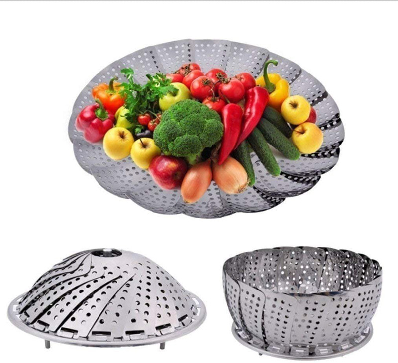 RTURO Vegetable Steamer Basket Insert for Pots, Pans for steam boiling cooking Steamer Stainless Steel Steamer(1 L)