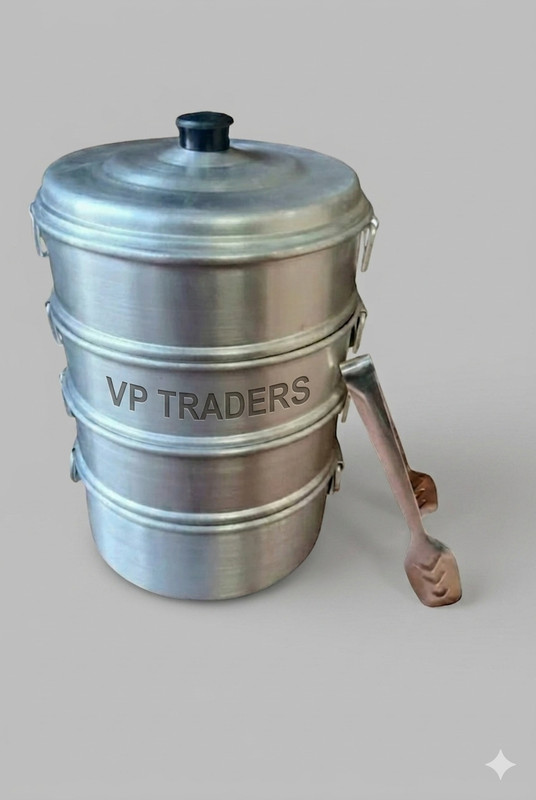 VP TRADERS 4TierMomos Steamer|Pasta ,vegetablesteamer|Modak Maker| WithStainless Steel tong Aluminium Steamer(2.3 L)