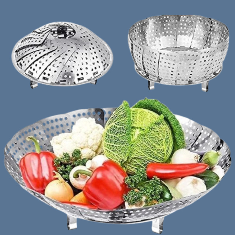 TIADINE Reliable Folding Basket for Efficient Kitchen Performance Steel Steamer(1 L)