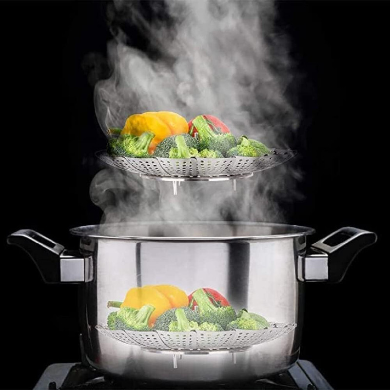 Totthar Adjustable Folding Steamer Basket for Kitchen & Pressure Cooker Use Steel Steamer(1 L)