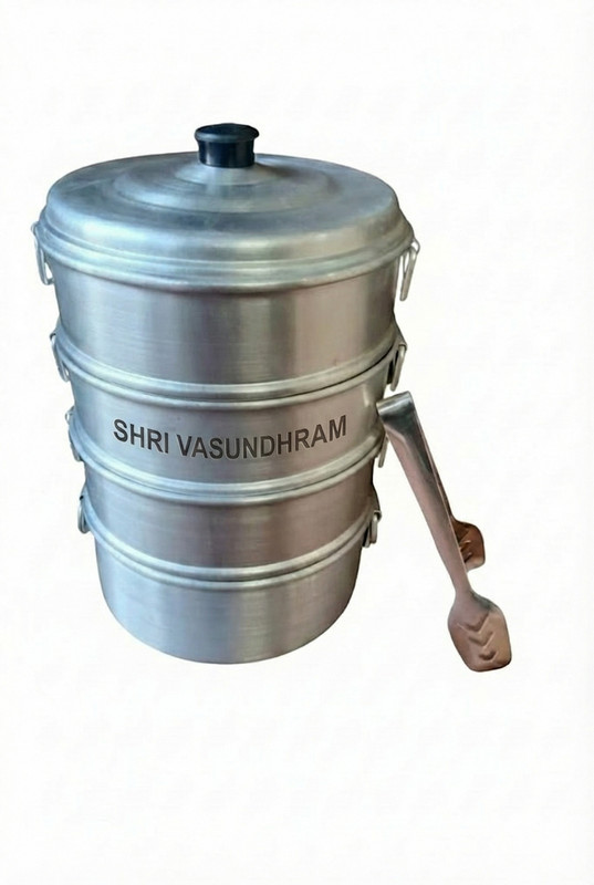 SHRI VASUNDHRAM momos Steamer 8x4 WITH TONG COMBO SET 2PCS Aluminium Steamer(4 L)