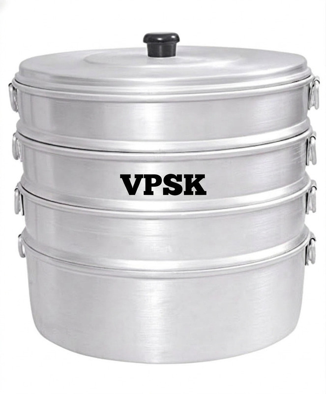 VP TRADERS 4TierSteaming Pot |8"Dia|12"Height |Dumpling/Idli|home use |40 to50 pcs Aluminium Steamer(3 L)