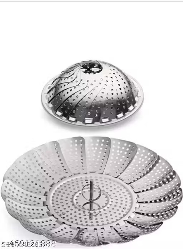 ZoraZip Stainless Steel Steamer Basket - Adjustable Foldable Vegetable & Fruit Strainer Stainless Steel Steamer(1 L)