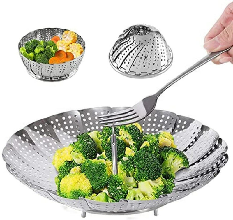Rhydin Steamer Baskets for Cooking, Healthy Steamer Basket Stainless Steel Steamer Stainless Steel Steamer(1 L)
