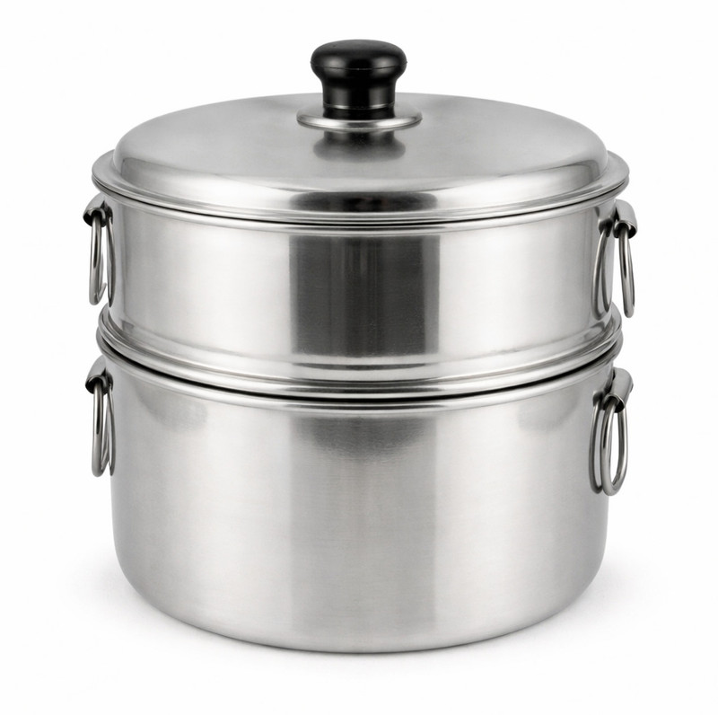 SMDE 3 Tier Steamer Set with S.S Lid |Pasta ,Momos, vegetable steamer |Modak Maker| Stainless Steel Steamer(2.3 L)