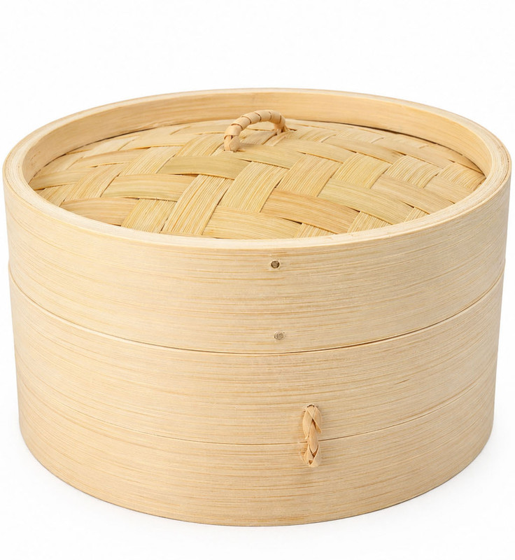 Butee 6 Inch Bamboo Steamer for Momos, Dumplings & Veggies | Multi-Layer Steam Basket Bamboo Steamer(1 L)