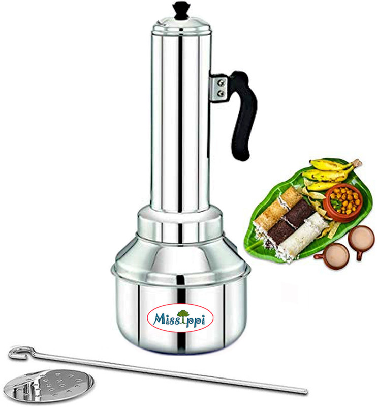MISSIPPI Puttumaker with steamer/Puttu kudam/Induction compatible Stainless Steel Steamer(1.5 L)