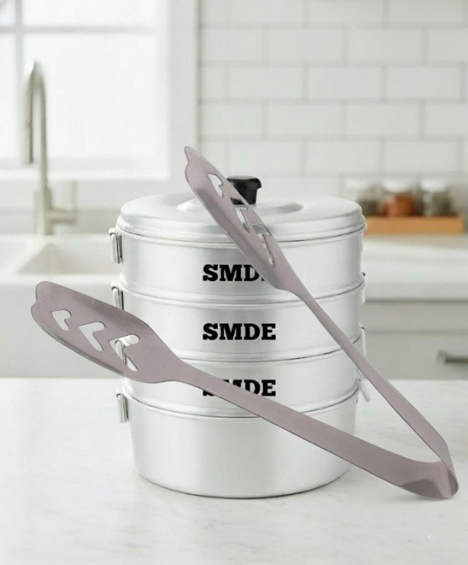 SMDE momo steamer 8x3 inch WITH FREE TONG PACK OF 1 Aluminium Steamer(3 L)