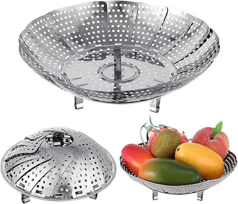 EDBIRET Stainless Steel Foldable Fruit Bowl Steamer Stainless Steel Steamer(1 L)