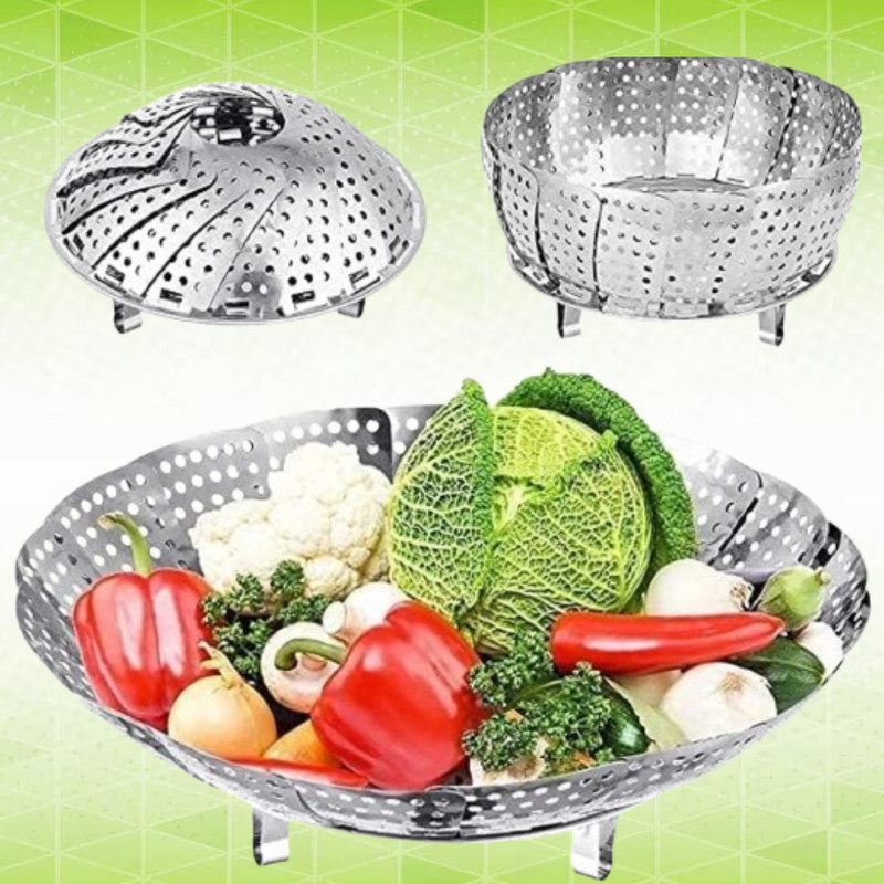 TIADINE Adjustable Steel Basket for Precise Steaming Control Steel Steamer(1 L)