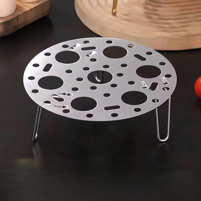 TGOPIT Egg Steamer Rack Stackable 7 Holes Stand Egg Box Kitchen Multipurpose Trivet Stainless Steel Steamer(0.5 L)