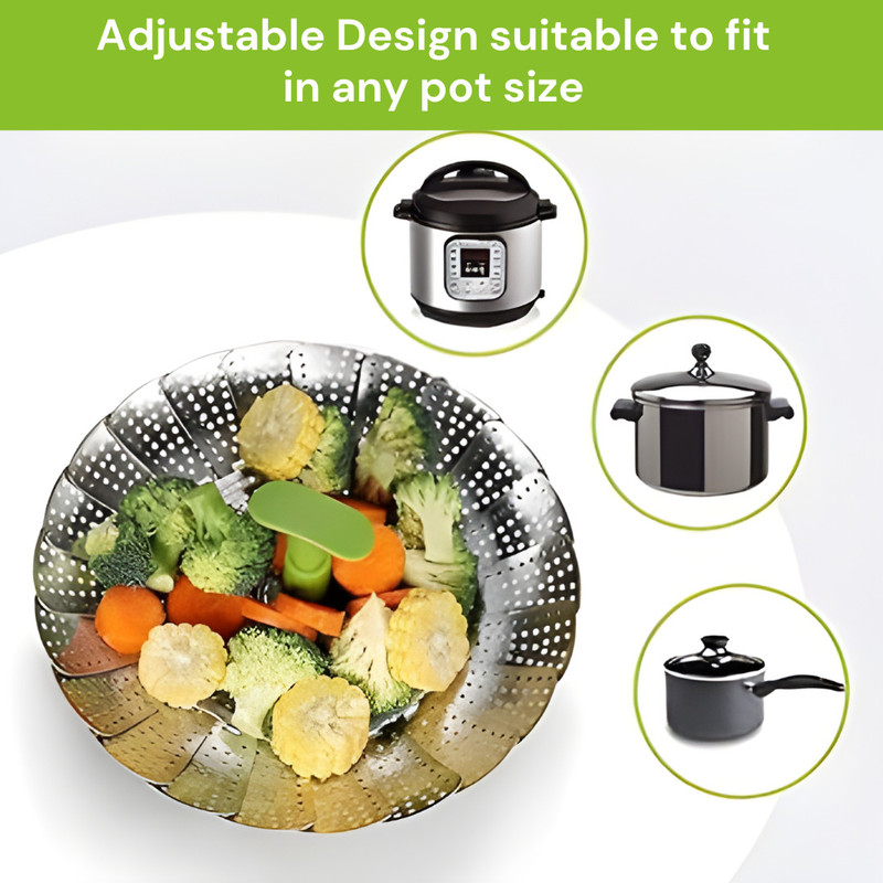 ZENMIND Stainless Steel Steamer Basket Adjustable Design Stainless Steel Steamer(1 L)