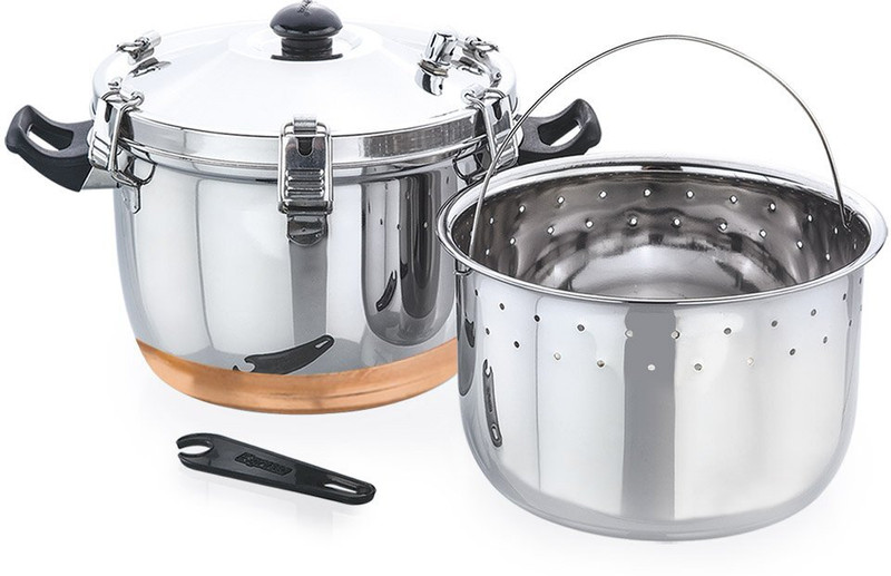 Granny Kitchen Express Copper Bottom Rice Cooker with Steamer Basket Cooks up to 500g, Stainless Steel, Copper Steamer(0.5 L)