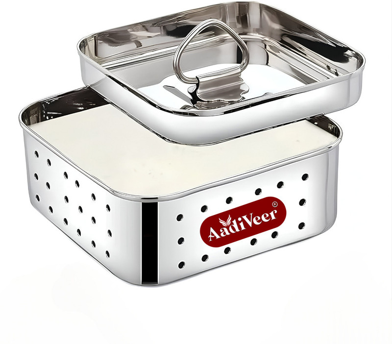 AadiVeer Premium 450ml Paneer Maker | Tofu Maker | Sqaure Panner Mould With Lid Stainless Steel Steamer(0.44 L)