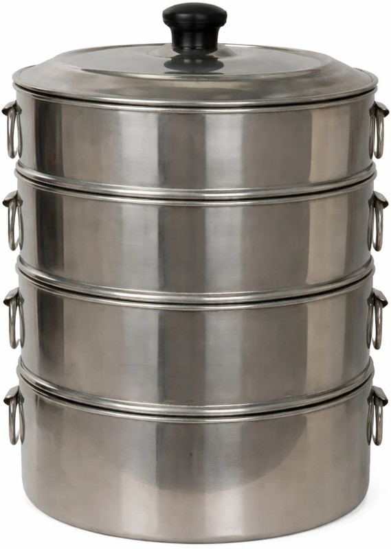 VPSK Stainless Steel Steamer 4 Tier with stainless steel Lid 23 cm,Momos,Modak Maker Stainless Steel Steamer(2.3 L)