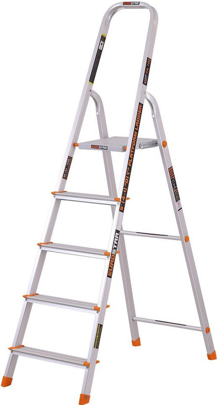 EUROSTAR 7 Step Ladder for Home | Anti Slip | 5 Years Warranty | Foldable Aluminium Ladder(With Platform)