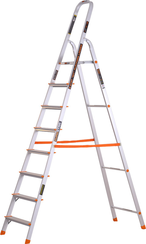 EUROSTAR 7 Step Ladder for Home | Anti Slip | 5 Years Warranty | Foldable Aluminium Ladder(With Platform)