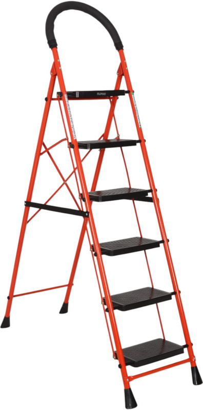 FLIPZON Halo Foldable 3 Step Ladder for Home and Office Use | Rust Free | Anti-Skid | Steel, Plastic Ladder(With Platform, Hand Rail)