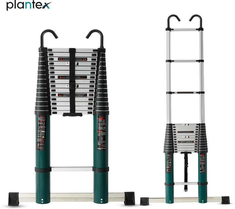 Plantex Dual 2 Meter Telescopic Ladder for Home/Heavy Duty Portable Aluminum Ladder 13Ft Aluminium Ladder(Hand Rail)