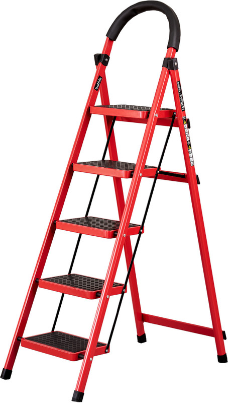 Bathla Everest 5 Step Foldable Steel Ladder with Safety Hand Grip, 150 kg Capacity Steel Ladder(With Platform)