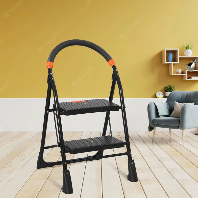 TNT 2 Step Heavy Duty Foldable Step Ladder with Anti-Skid Shoes and Extra Strong Steel Ladder(With Platform)