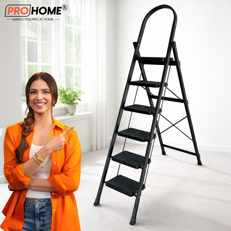 ProHome 5 Step Steel Ladder for Home With Anti Skid shoes Steel Ladder(With Platform)