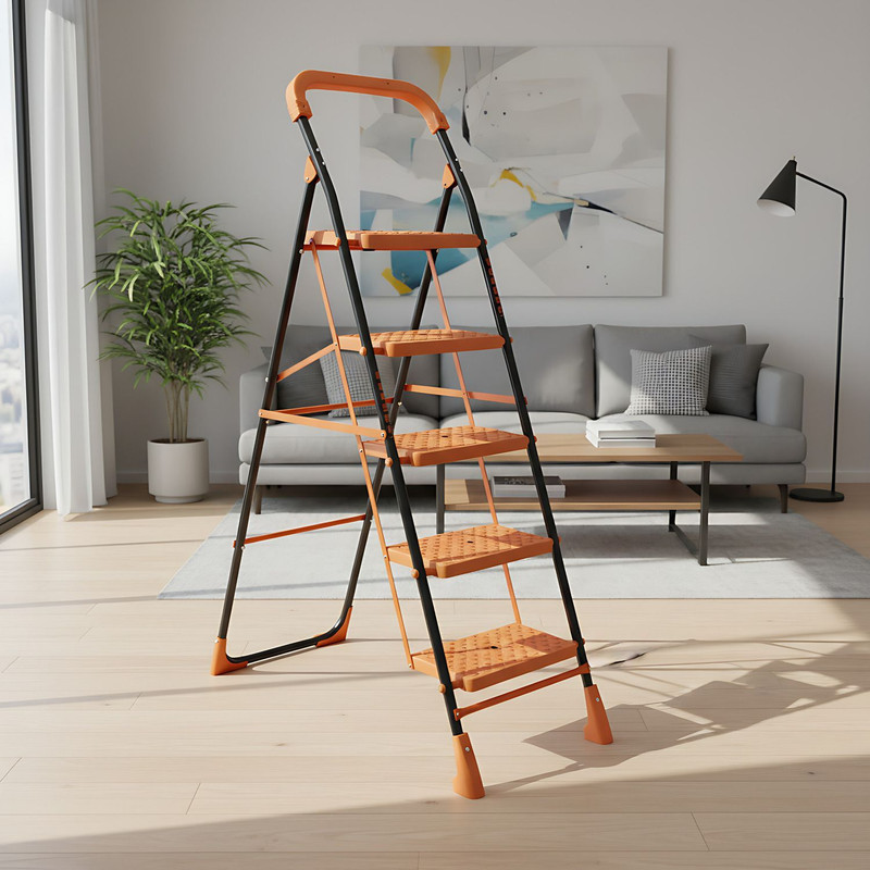 PARASNATH 5 Step Kohinoor Ladder Lightweight Heavy & Duty Ladder Made in india Mild Steel Ladder(With Platform)