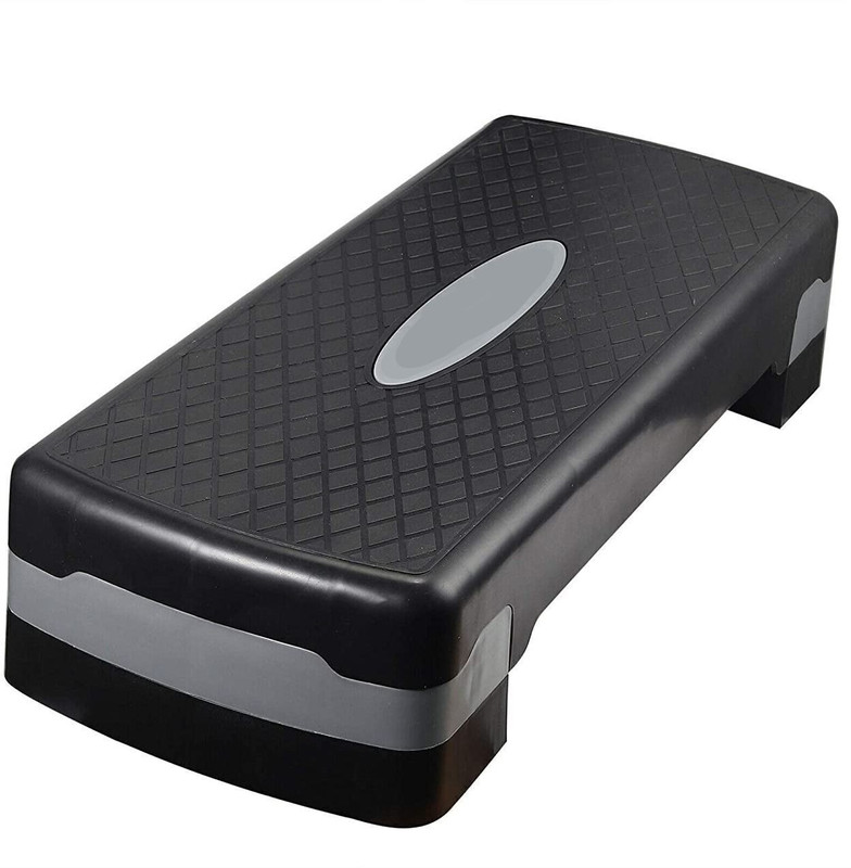 Leosportz Adjustable Fitness Aerobic Stepper Adjust 4" - 6" Exercise Stepper for Home gym Stepper(Grey, Black)