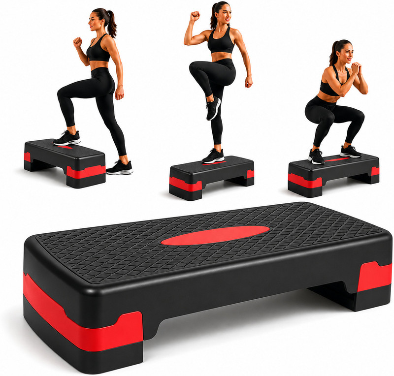 GJSHOP Non-Slip Durable PP Material, Cardio & Workout Training Home Gym Fitness Stepper Stepper(Red, Black)