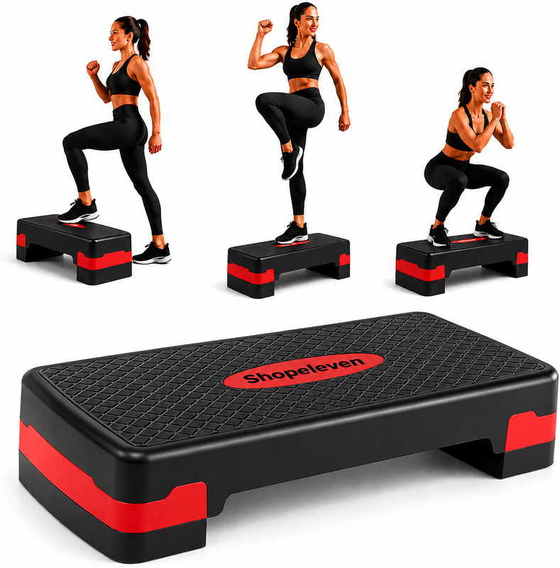 Shopeleven 2 Level Adjustable Aerobic Exercise Stepper Non-Slip Textured Surface Workout Stepper(Multicolor)