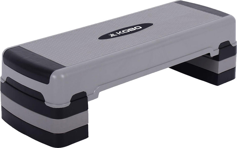 KOBO Adjustable Aerobic Step Board AS-3 Stepper Home Gym Workout Weight Loss Cardio Stepper(Grey, Black)