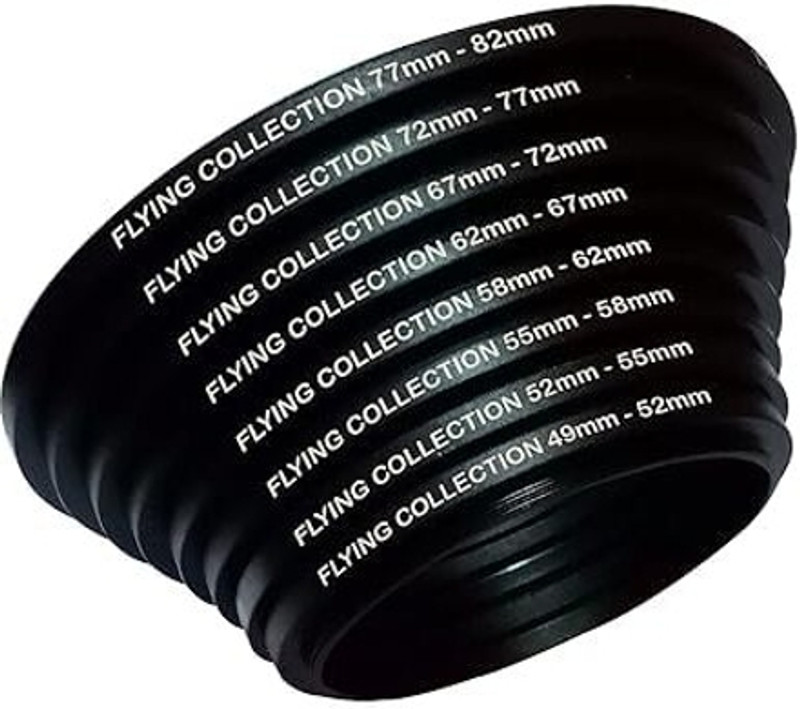 FLYING COLLECTION Step UP Lens Filter Adaptor Ring Set Sizes: 49-52mm, 52-55mm, 55-58mm, 58-62mm, 62-67mm, 67-72mm, 72-77mm, 77-82 mm Step Up Ring(49 - 82 mm)
