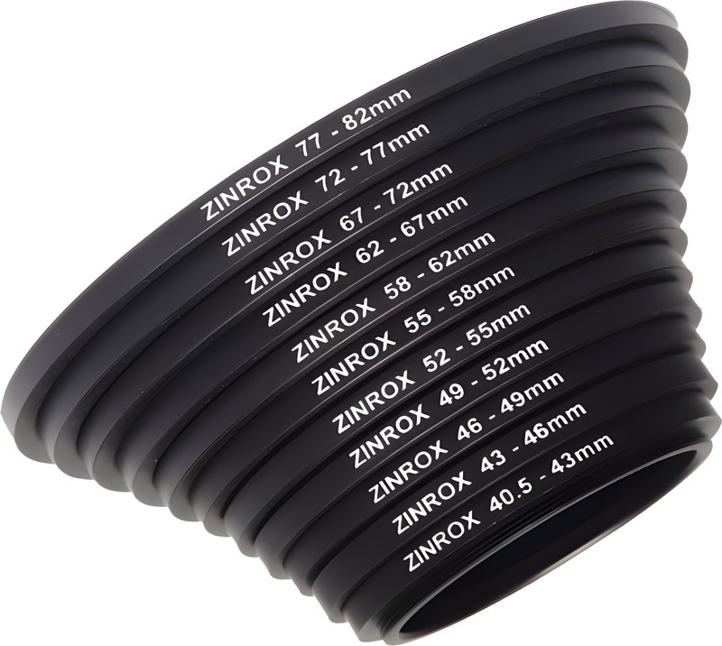 ZINROX 40.5mm to 82mm Stepping Up Ring, Set of 11 Pieces - Size : 40.5mm to 82mm, Step Up Ring(40.5 - 82 mm)