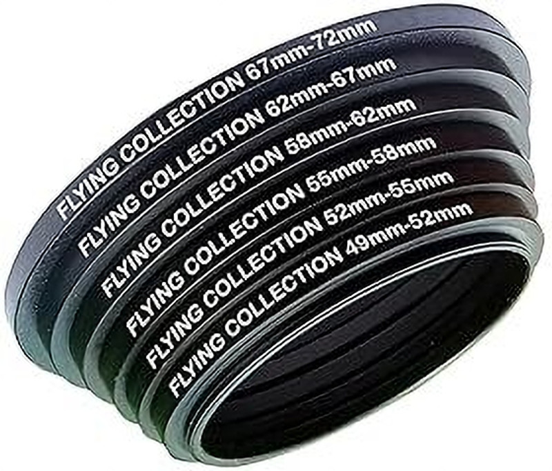 FLYING COLLECTION 49mm to 72mm 62-67mm,67-72mm [ 49mm to 72mm Step Up Lens Filter Ring Set ] Set of 6 Pieces Step Up Ring(49 - 72 mm)
