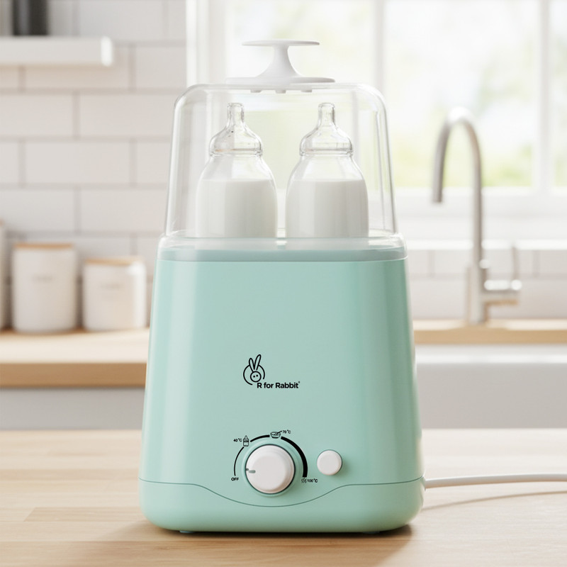 R for Rabbit Hygo Smart Twin Bottle Warmer Food, Milk Heater, BPA-Free Nipple, Sterilizer - 1 Slots(Sea Green)