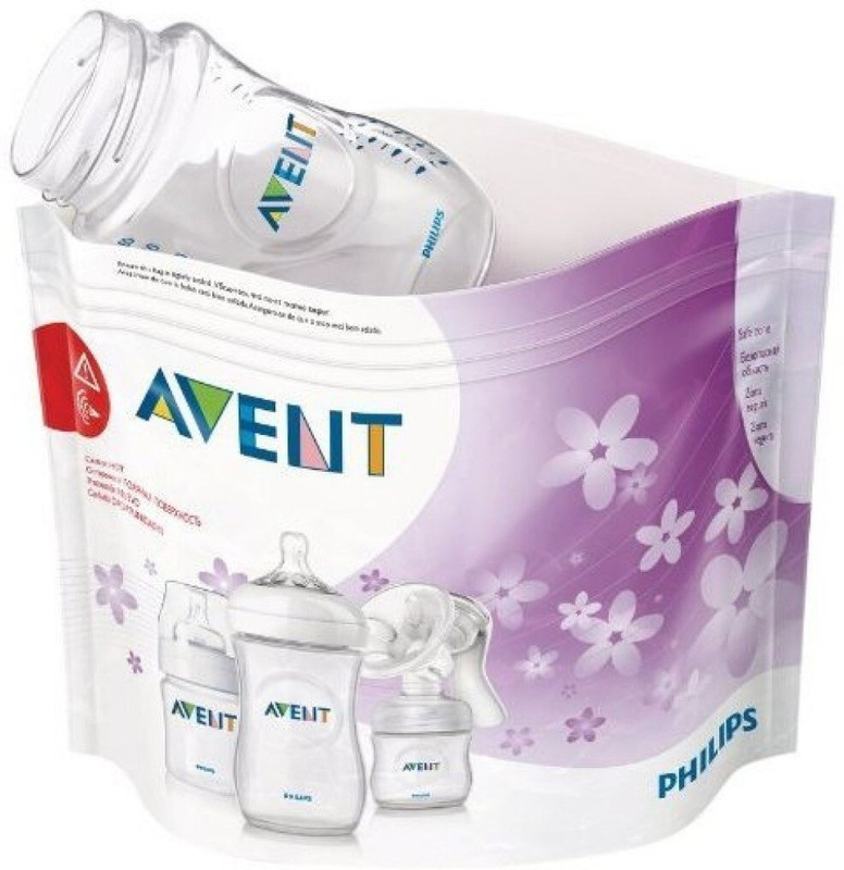 Philips Avent SCF297/05 MICROWAVE STERILIZING BAGS, STERLIZE ON THE GO - 5 Slots(CLEAR)