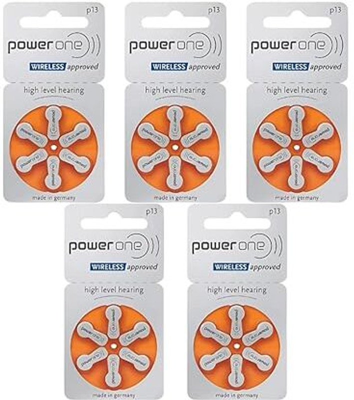 POWERONE Power one P13 Hearing Aid Batteries 5 Strip (30 battery) Button Cells (Silver) Size P13 Hearing aid batteries Stethoscope Case(White)