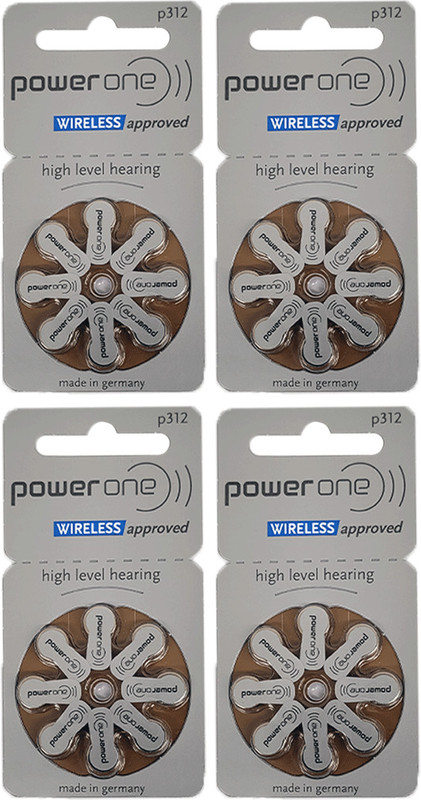 Power one PO-312 hearing aid cell pack of 64 cell (8 strips) Battery(Pack of 64)